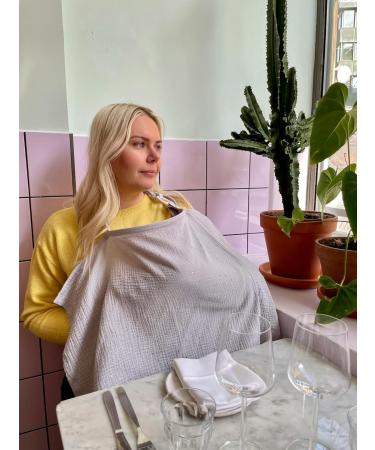 Nursing Cover for Baby Breastfeeding & Pumping | Multi-Use Car Seat Stroller Cover | Soft Organic Muslin Cotton Apron & Shawl | Pastel Colors - Light Grey - Buy Online on SooperMarket.com
