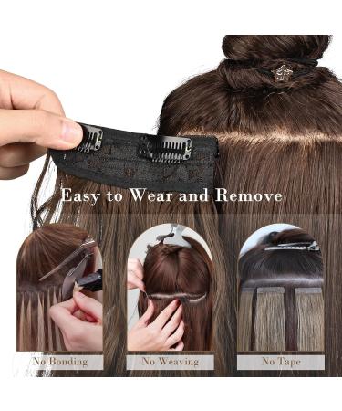 REECHO 20 Inch Ash Brown Clip in Hair Extensions - Pack of 4, 200g - Natural Soft Synthetic Hairpieces for Women - Buy Online on SooperMarket.com