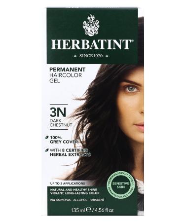 Herbatint Permanent Haircolor Gel  3N Dark Chestnut  Alcohol Free  Vegan  100% Grey Coverage - 4.56 oz 3N Dark Chestnut 4.56 Fl Oz (Pack of 1)