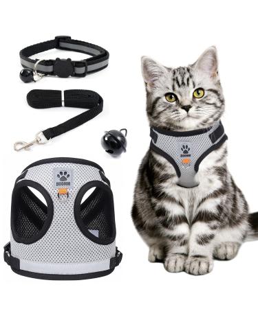 Cat Harness and Lead Set Adjustable Cat Harness Escape Proof Cat Kitten Harness for Walking Breathable Cat Harness with Reflective Stripe and Leash Set for Small Medium Cats Pets (S)
