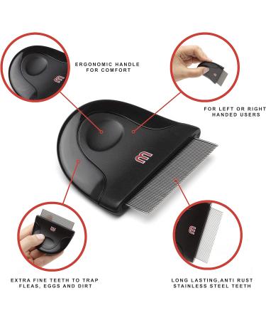 Mikki Dog Puppy Cat Compact Flea Comb | Effective Flea Dust Lice Removal Brush for Small, Medium & Large Pets - Buy Online on SooperMarket.com