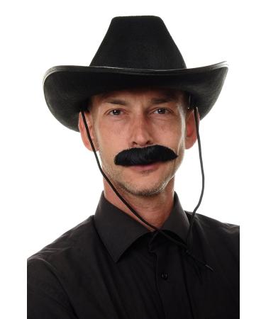 WIG ME UP - MU12-1B Black Human Hair Cowboy Beard & Moustache for Authentic Style | International Shipping Available - Buy Online on SooperMarket.com