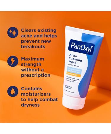 PanOxyl Acne Foaming Wash 10% Benzoyl Peroxide | Maximum Strength Treatment - 5.5 oz - Buy Online on SooperMarket.com