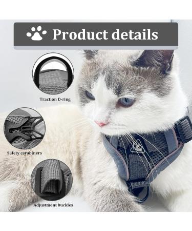 Fineasy Adjustable Cat Leash & Dish Set - Safe Cat Harness for Cats & Kittens - Grey Small - Buy Online on SooperMarket.com