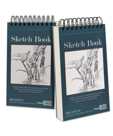 5.5" x 8.5" Sketchbook Set, Top Spiral Bound Sketch Pad, 2 Packs 100-Sheets Each (68lb/100gsm), Acid Free Art Sketch Book Artistic Drawing Painting Writing Paper for Beginners Artists