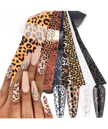 Leopard Print Nail Foils Transfer Stickers - Holographic Starry Sky Design for Acrylic Nails - 10pcs Style 12 - Buy Online on SooperMarket.com