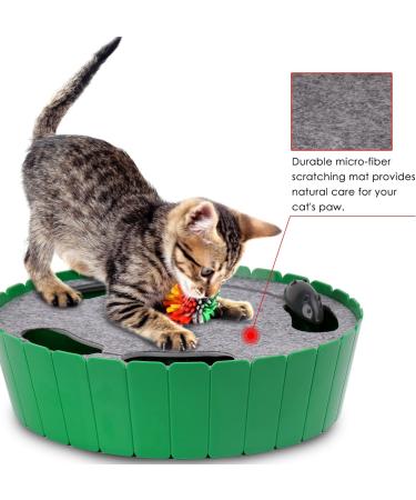 Pawaboo Electric Interactive Cat Toy with Running Mouse - Automatic Rotating Teaser for Endless Fun and Exercise - Green - Buy Online on SooperMarket.com