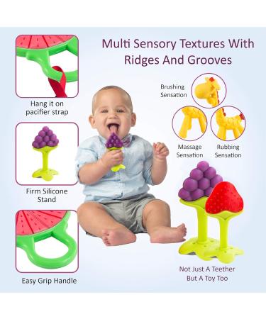 Baby Teething Toys - 5-Pack Silicone Teethers | BPA-Free, Freezer Safe | Soothe Infant Gums | Perfect Baby Gift - Buy Online on SooperMarket.com