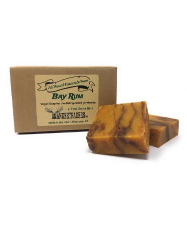 YANKEETRADERS Bay Rum Soap - All Natural Vegan Handmade Soaps for Men / 2 Bars