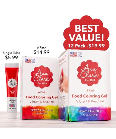 Ann Clark Professional-Grade Food Coloring Gel 6-Pack - Made in USA - Buy Online on SooperMarket.com
