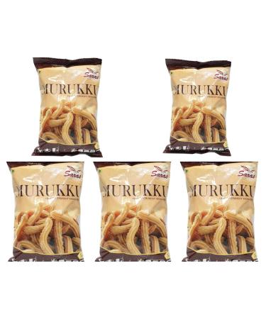 Saras Murukku 200g (Pack of 5) | Crunchy South Indian Snack | Authentic Recipe | Ready To Eat | Classic Snacks | Savory Snacks Butter 200 g (Pack of 5)