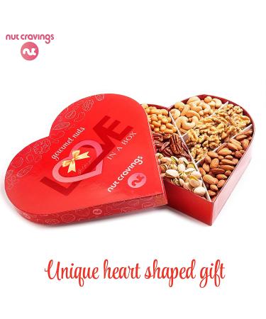 Love in a Box Gourmet Nuts Gift Basket - Heart Shaped Arrangement (2 LB) | Healthy Food Bouquet Platter for Birthday, Kosher Snack Tray for Adults - 6 Assortments | Ultimate Care Package for Men and Women - Buy Online on SooperMarket.com