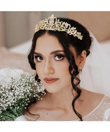 YISSION Gold Crown and Tiara Crystal - Queen Crown for Women & Girls | Birthday, Wedding, Prom, Cosplay - Buy Online on SooperMarket.com