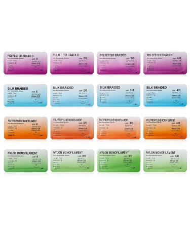 Alcedo Sterile Sutures Kit - 16 Mixed Thread & Needle Sizes with Tools - First Aid Emergency Supplies - 12 Instruments Included (28 Pieces) - Buy Online on SooperMarket.com