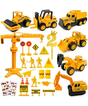 Construction site vehicles children 2 years 28 pieces of excavator tortendeko metal plastic construction site cake decoration birthday decoration excavator 2 years