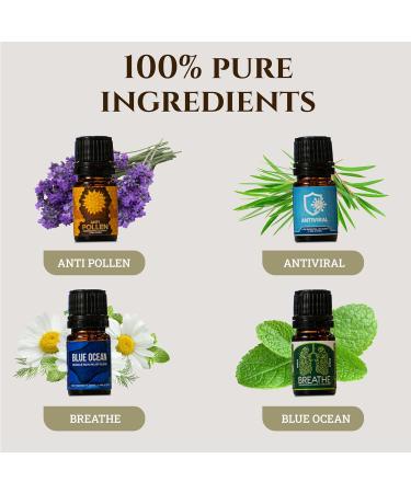 Ecodrop Wellness Oil Blend Collection - 4X 5ml Bottle Set | Natural & Organic Therapeutic Grade Aromatherapy Eucalyptus Lavender Tea Tree Lemon & Ravensara Essential Oil Blends Diffuser Gift Kit Wellness Blends - Buy Online on SooperMarket.com