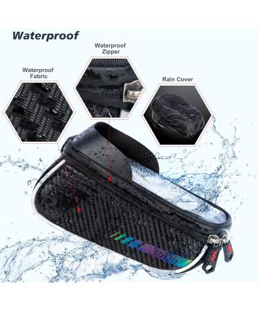 ROTTO Waterproof Bicycle Frame Bag | Top Tube Cell Phone Holder with Rain Cover - Black V1 - Buy Online on SooperMarket.com