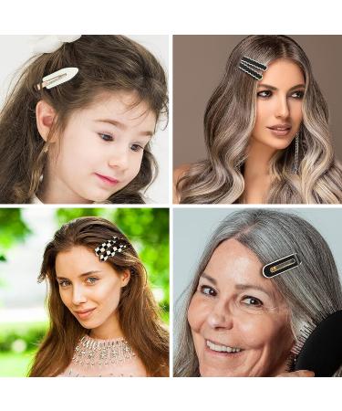 Whaline 14Pcs White Black Checker Hair Clips - No Bend, No Crease Wave Geometric Duckbill Clip for Girls, Women, Toddlers - Korean Styling Barrettes - Buy Online on SooperMarket.com