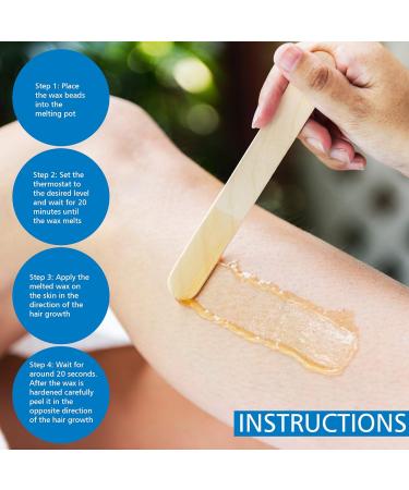 Adjustable Temperature Wax Warmer Hair Removal Kit - Includes 4 Bags Hard Wax Beads, Application Spatulas, Vented Cover, Auto Shut-Off - Buy Online on SooperMarket.com