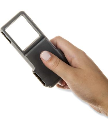 Carson PO-25 MiniBrite LED Lighted Pocket 3x Magnifier | Grey | Built-in Sliding Lens Cover | 2.0 x 0.6 x 4.5 inches - Buy Online on SooperMarket.com