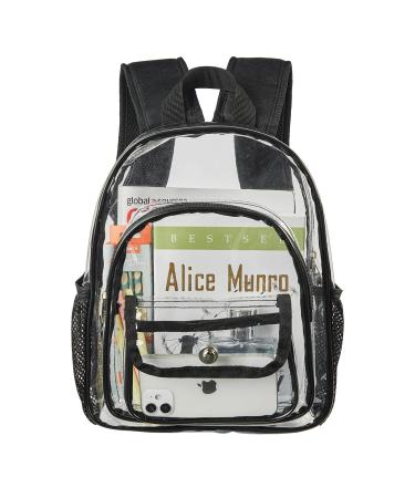 Small Clear Backpack Stadium Approved Heavy Duty Clear Mini Backpack Transparent Book bag for Concert Work Sport Games Festival