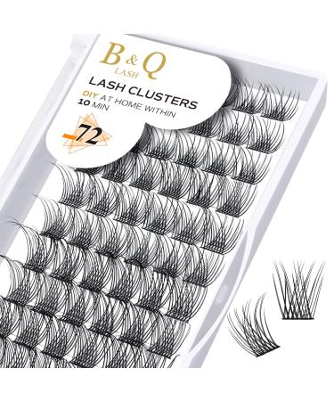 Cluster lashes D Curl 10mm 72 Clusters B&Q Lash Clusters C D Curl Individual Cluster Lashes Mega Volume Eyelash Clusters DIY Lash Extensions Soft Fluffy Cluster Eyelash Extensions (XS C-14 mm) C-14 mm B 01