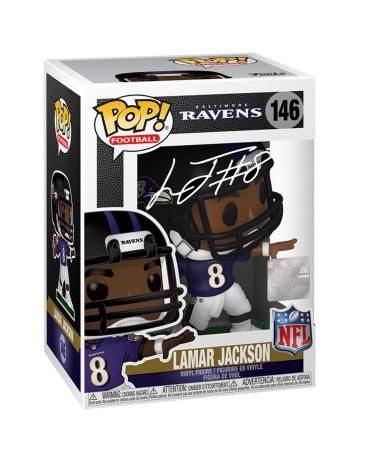 Lamar Jackson #146 Facsimile Signed Reprint Laser Autographed Funko POP! Football NFL: Baltimore Ravens Figurine with Protector Case