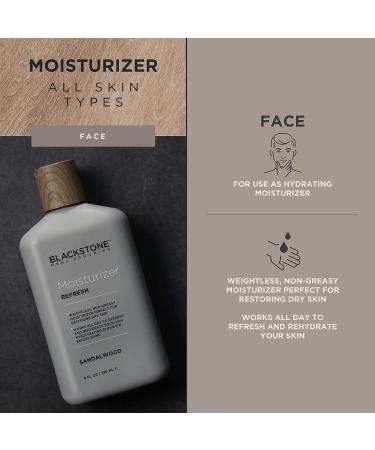 Blackstone Men's Grooming Sandalwood Facial Moisturizer with Vitamin E, Peppermint & Hyaluronic Acid - 8 oz - Lightweight & Non-Greasy Formula for Dry Skin - Paraben & Cruelty Free - USA Made - Buy Online on SooperMarket.com