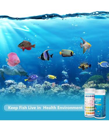 FUNSWTM 7 in 1 Aquarium Test Strips - 100Pcs | Freshwater and Saltwater Fish Tank Test Kit for pH, Nitrite, Nitrate, Chlorine & Hardness Detection - Buy Online on SooperMarket.com