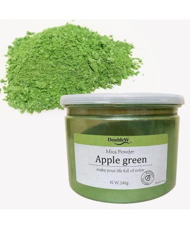 DoubleW Apple Green Mica Powder, Large Bottle 8.5 Ounces/ 240 Grams Pigment Powder for Epoxy Resin, Slime, Bath Bomb, DIY Crafting Projects