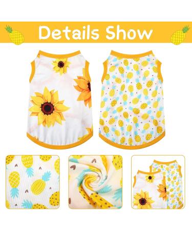 Pineapple Sunflower Large Pet Dress & Shirt Set - 4 Piece Cute & Breathable Puppy Clothes - Buy Online on SooperMarket.com
