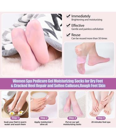 Soft Gel Foot Peel Mask & Moisturizing Silicone Socks for Dry Cracked Feet - Hydrating Foot Care Gift for Women - Buy Online on SooperMarket.com