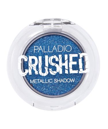 Palladio Crushed Metallic Eyeshadow Blue Moon Pressed Pigments for Highly Reflective Foil Finish Cream Eyeshadow w/ No Creasing Amazing Color Depth Apply Glitter Eyeshadow with Eyeshadow Brushes