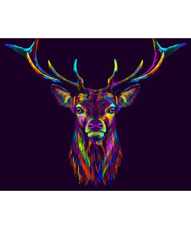 HY-Funclub Paint by Numbers Kits for Kids Adults Beginner  DIY Acrylic Oil Painting On Canvas 16 x 20 inch Colorful Deer -Without Frame 16Wx20L Colorful Deer
