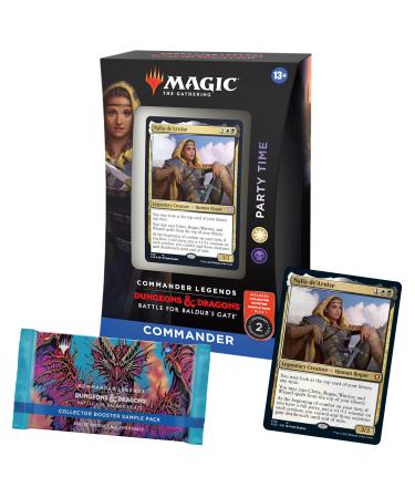 Magic The Gathering Commander Legends: Battle for Baldurs Gate Commander Deck  Party Time + Collector Booster Sample Pack