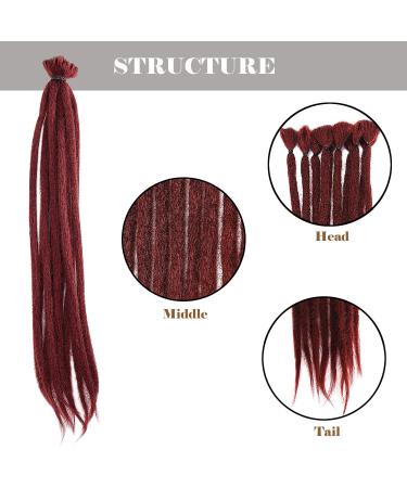 Noblife 10pcs 50cm Burgundy Dreadlock Extensions - Synthetic Crocheted Faux Locs for Men & Women - Jamaica Punk Hairstyle Accessories - Buy Online on SooperMarket.com