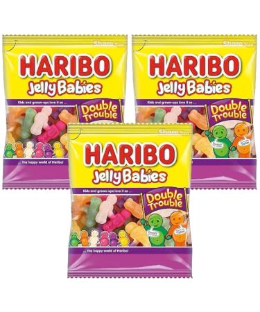 Jelly Babies Double Trouble Gummy Sweets Soft Chewy Candy Limited Edition 175g - 3x Share Bags