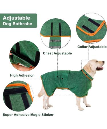 Pejoye XL Green Dog Drying Coat - Fast Absorbent Microfibre Bath Robe Towel for Pets - Buy Online on SooperMarket.com