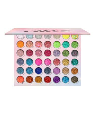 KARA BEAUTY - MEGA Glitz Pressed Glitter Palette  42 Glitter Shades  Fine Pressed Glitter  Chunky Glitter  Colorful Eye Makeup  Glitter for Eyes and Face  Pigmented Glitter  Euphoria Makeup  Vegan
