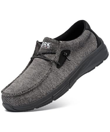 LARNMERN Slip Resistant Men's Loafers Non Slip Work Shoes Zapatos Restaurante Trabajo Lightweight Food Service Walking Fishing Driving Chef Shoes Slip-On 13 Light Black