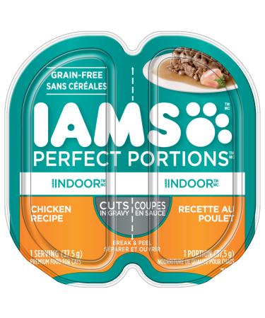 IAMS Perfect Portions Indoor Wet Cat Food Cuts in Gravy - Chicken Flavour 75g Tray (24 Pack)