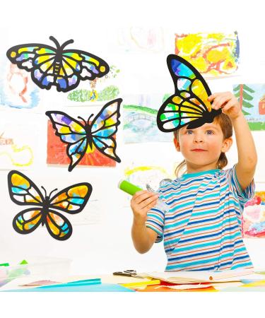 9-Piece Butterfly Suncatcher Craft Kit with 12 Colors Tissue Paper - Kid-Friendly DIY Window Art & Party Favors - Buy Online on SooperMarket.com
