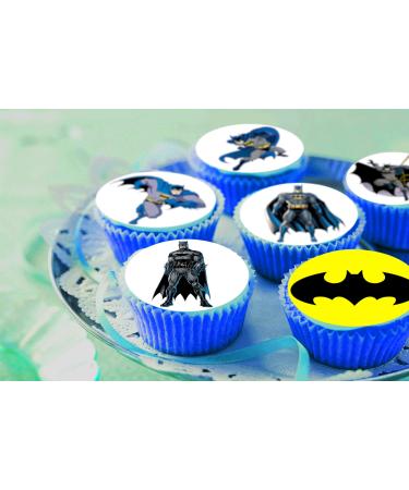 24 x Pre-Cut Batman 1 Edible Stand up Wafer/Rice Paper Cupcake Cake Toppers Birthday Party Superhero Decorations