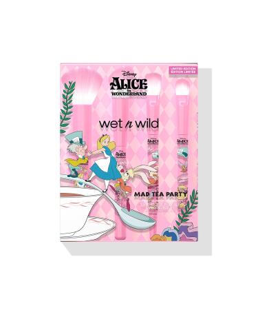 Wet n Wild Alice in Wonderland Mad Tea Party Makeup Brush Set 4-Piece Ultra-Soft Brushes for Face and Eyes Makeup Application Comfortable Grip and Ultimate Precision Make-up Brush Set