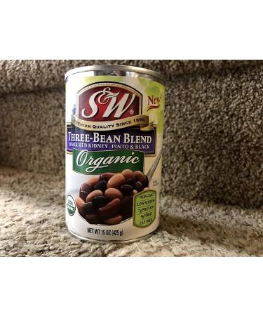 S&W Organic Three Bean Blend: Dark Red Kidney, Pinto & Black Beans - 8 Pack of 15 oz Cans - Buy Online on SooperMarket.com