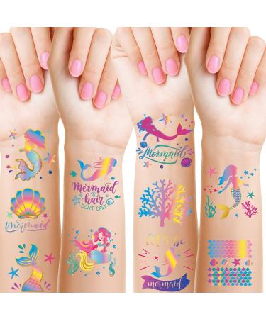 144 Pieces Mermaid Temporary Tattoos Mermaid Party Favors Mermaid Birthday Party Supplies Mermaid Waterproof Temporary Tattoo Stickers Mermaid Tail Birthday Decorations  16 Styles