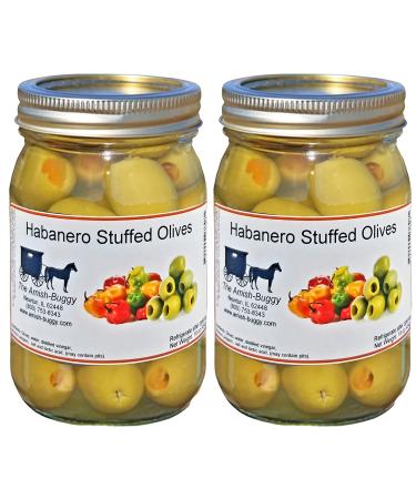 Stuffed Large Olives - Two 16 oz. Jars (Habanero Stuffed Olives)
