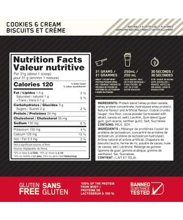 Optimum Nutrition Gold Standard 100% Whey Protein Powder 2.270g - Cookies & Cream - 68 servings (packaging may vary) Cookies & Cream 2.11 kg (Pack of 1) - Buy Online on SooperMarket.com