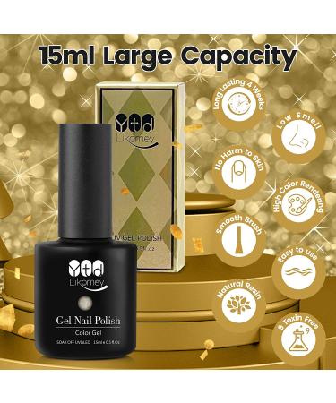 YTD Likomey Nude Gel Nail Polish 15ml - French Jelly Milky White with Gold Foil | UV Varnish for Light Skin Tone - Buy Online on SooperMarket.com