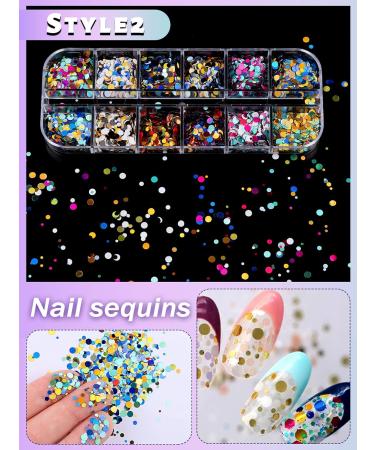 36 Color Nail Sequins - Kalolary 3D Nail Art Flakes Glitter Paillettes for Valentine s Day DIY Nail Decoration - Buy Online on SooperMarket.com